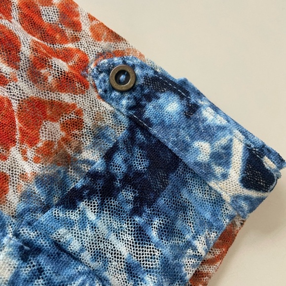 Catherine’s Asymmetrical Hem Blouse Blue Orange Lined Sheer Sleeves 3x/WP 26-28 - Picture 5 of 9